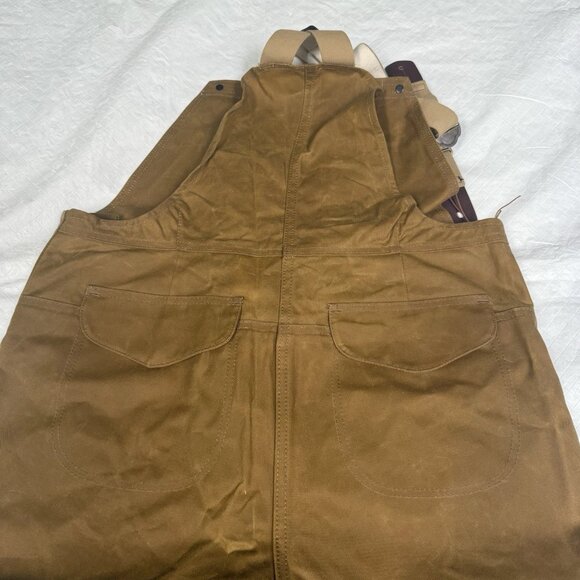 Filson Oil Finished Double Tin Cloth Overalls Bib Men’s 42x 35 Unhemmed USA Tan - Picture 4 of 14